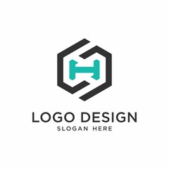 ABSTRACT GEOMETRIC LETTER CH LOGO DESIGN MODERN FRESH