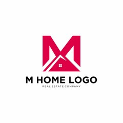 MODERN HOME REAL ESTATE LETTER M LOGO DESIGN MODERN