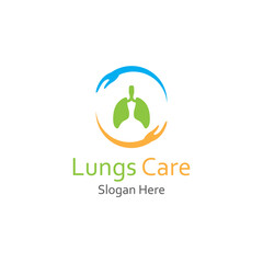 Lungs health and lungs care logo vector design, lungs logo illustration template.