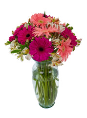 Bouquet of beautiful flowers on white background.