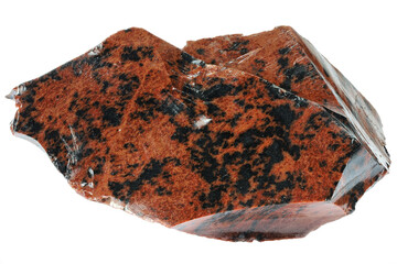 mahogany obsidian from Brazil isolated on white background - obrazy, fototapety, plakaty