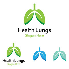 Lungs health and lungs care logo vector design, lungs logo illustration template.