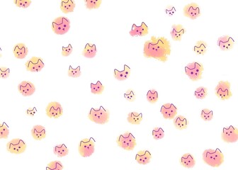 seamless pattern of cat kitten cute 
