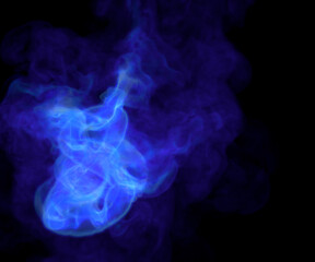 Number blue eight made of white smoke on black background. 3d render. Concept idea