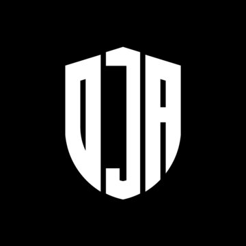 DJA letter logo design. DJA modern letter logo with black background. DJA creative  letter logo. simple and modern letter logo. vector logo modern alphabet font overlap style. Initial letters DJA 