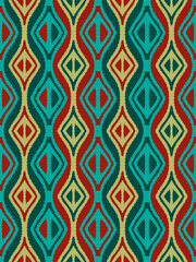 Seamless pattern with Ethnic motifs in 4 colors