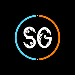 SG Letter Logo design. black background.