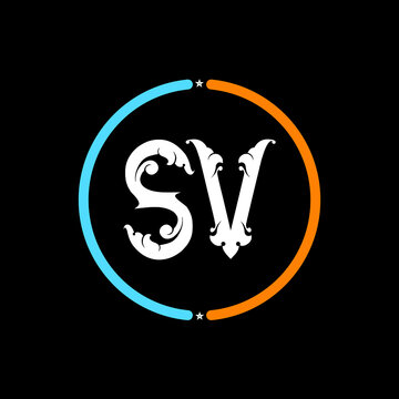 recommend clip art: SV Letter Logo design. black background.