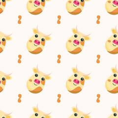 Seamless Pattern Abstract Elements Animal Cow Wildlife Vector Design Style Background Illustration Texture For Prints Textiles, Clothing, Gift Wrap, Wallpaper, Pastel