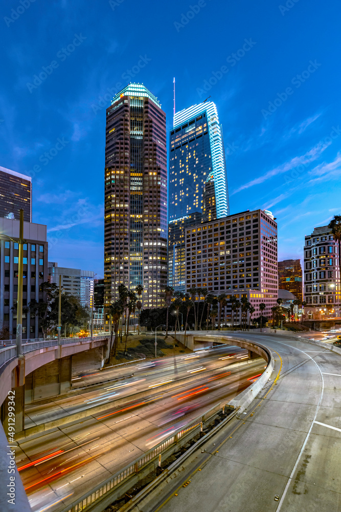 Wall mural Los Angeles downtown traffic 