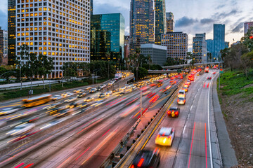 Los Angeles downtown evening traffic