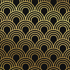 Classic Art deco abstract background. Black and gold scrapbook paper
