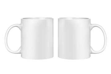 Two classic white mugs. Elements isolated on white background