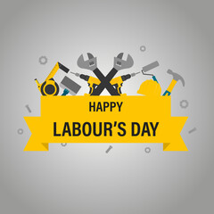 Happy Labour's Day Poster Flat Illustration Vector