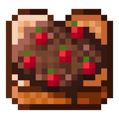 Chocolate and strawberry Jam Toast pixel art. Vector illustration.