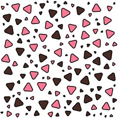 Chocolate strawberry triangles, sweet candy random pattern background. Vector illustration. Valentine's Day Chocolate.