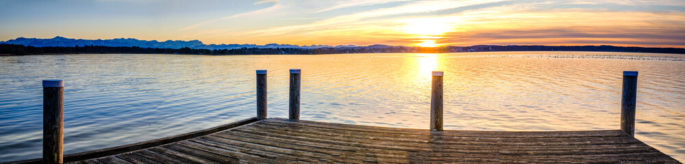 old wooden jetty at a lake
