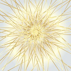 Distorted abstract lines, wireframe tunnel. The gold spiral wave line on the white gold background. Vector illustration.