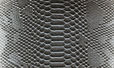 Beautiful bright eco-leather, animal skin texture in gray color, close-up as a background.