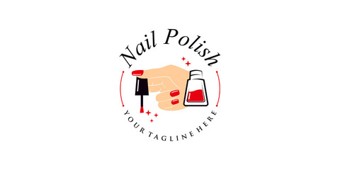 Nail polish or nail studio logo design with creative element and unique concept Premium Vector