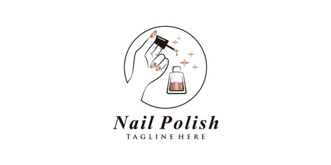Nail polish or nail studio logo design with creative element and unique concept Premium Vector