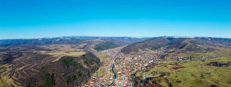 Panoramic aerial view with Praid resort - Romania