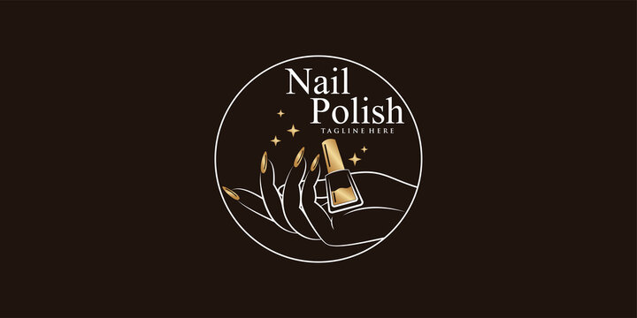 Nail polish or nail studio logo design with creative element and unique concept Premium Vector