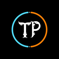TP Letter Logo design. black background.