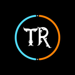 TR Letter Logo design. black background.