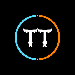 TT Letter Logo design. black background.