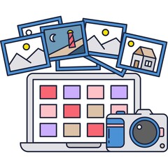 Digital gallery app design flat vector icon