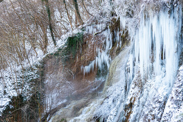 Frozen waterfall in the winter