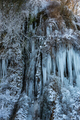 Frozen waterfall in the winter
