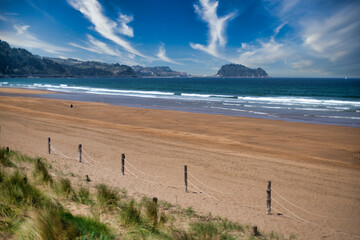 Zarautz beach, in the background Getaria with its famous mouse shape.