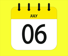 July 06th yellow calendar icon for days of the month