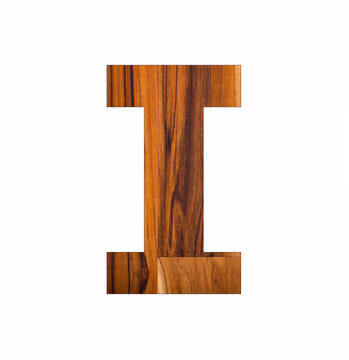 Wooden alphabet capital letter I - Black background