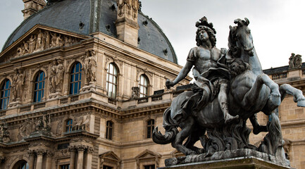statue of saint in Louvre Square Paris France