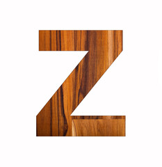 Alphabet letter Z on rustic wood background