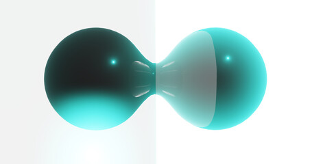 Render with blue connected spheres on a white background
