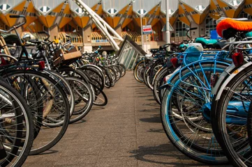 Keuken spatwand met foto fietsen Rotterdam Nederland Holland © Matt