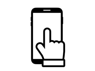 袖ありスマホ操作ラインアイコン：黒