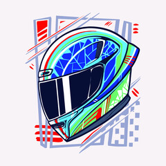 the racing helmet illustration vector