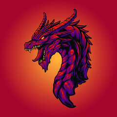 the red dragon head illustration