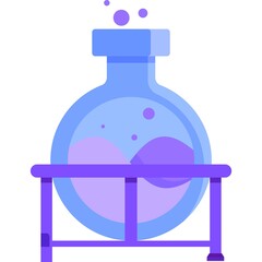 Flask chemical equipment on tripod vector icon