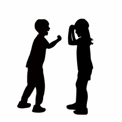 a boy and a girl making chat, silhouette vector