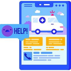Ambulance call mobile care service vector icon