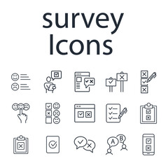 Survey  icons set . Survey  pack symbol vector elements for infographic web