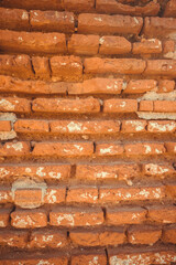 Old red brick wall. Photo of the surface of a vintage wall. Wide angle