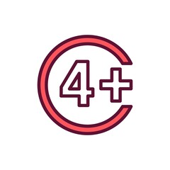 Age limit line color icon. Physiotherapy, acupuncture.