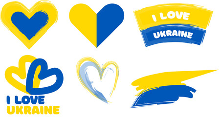 Fototapeta na wymiar I Support Ukraine, Ukrainian flag with a Pray for Ukraine concept icon set. Save from Russia stickers for media.